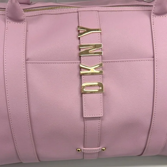 DKNY Lavender Leather Travel Duffel with Gold Hardware - Picture 4 of 5